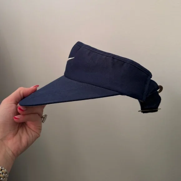 Nike 90s vintage vtg visor, navy blue hat - Picture 2 of 5